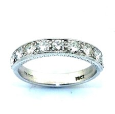 Damen 18ct Weißgold Halb Ewigkeit Ring Mit 9 Diamanten, UK Größe N