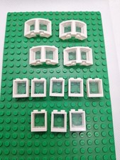 12x Lego Fenster Weiss 73878, 79128,Gebogen, Fenster Transparent Klar, 41449