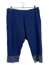 Ulla Popken Damen Leggings Caprihose Gr. 52 Blau mit Spitze Casual