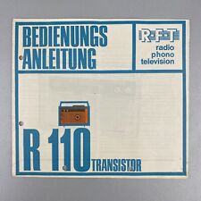 Bedienungsanleitung RFT R 110 Transistor Radio, VEB Stern Radio Berlin, DDR
