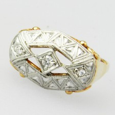 Jugendstil - Alter 750er Gold Ring mit 3 Diamanten - R320
