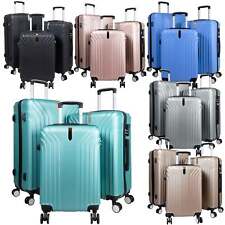 Hartschale Reisekoffer Kofferset 3-teilig mit 4 Rollen Trolley türkis hellblau 