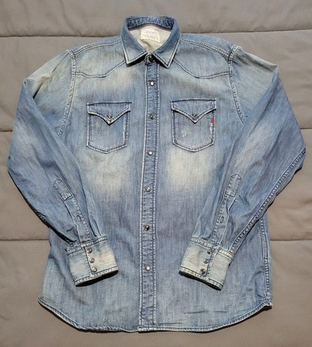 Replay jeanshemd blau perlen - replay,