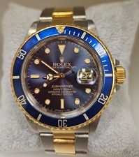 ROLEX BLUE SUBMARINER Mens 18k