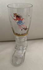 Altes DDR Bierglas Bierstiefel 0,25 l Hexe Hexenmotiv Handgemalt