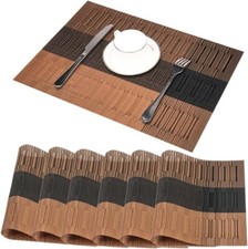 8er Set Platzsets, abwaschbar PVC Tischsets braun