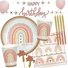 BOHO REGENBOGEN - Geschirr Deko Nude Pastell Retro Rainbow Geburtstag Party Set