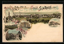 Lithographie simbach inn - simbach, am