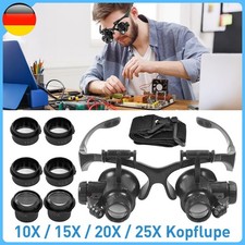 Brillenlupe Lupenbrille Kopflupe Juwelier Uhrmacher LED Lupe 10x 15x 20x 25x MGJ