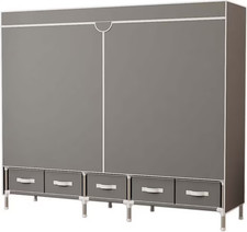 INOSIGN Stoff Kleider Schrank Garderobe STOCKHOLM grau mit Schubladen