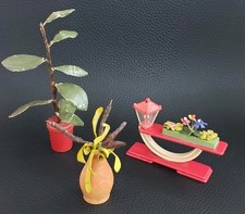 Blumen Blumentopf Blumenständer Pflanze Gummibaum Puppenstube  Puppenhaus 1:12