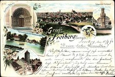 Litho Freiberg in Sachsen, Panorama, Schweden-Denkmal, Kreuzmühle,... - 3618734