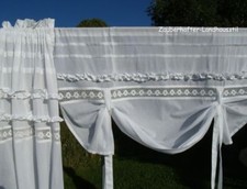 Raff Gardine JULIE Rollo weiß 140 cm breit Shabby Chic Vintage Curtain Baumwolle