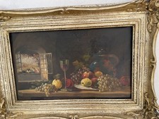 Stillleben mit Früchten – Ölgemälde um 1900 – Handgemalt, originaler Goldrahmen