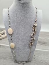 Heine Lange Hals Kette Anhänger Silber Ton mit Steinen Modeschmuck (002)