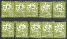 ÖSTERREICH - 10 x 2005 EDELWEISS STICKEREI MARKE # 2538  ** -  UNTER POSTPREIS