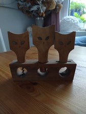 Barset aus Teakholz Vintage 60er/70er Jahre ,Katzen