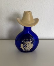 DALLAS J. R. Ewing Miniatur Likör Flasche (leer) blau 40ml + Cowboyhut von 1982