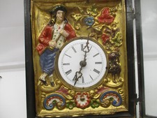 Antike Schwarzwald  Holz Wanduhr Rahmenuhr Pendeluhr „Der Musiker“ handbemalt