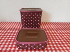 Tupperware * Quadro * Box braun mit Strenchen pink * 2,1 liter u 500 ml