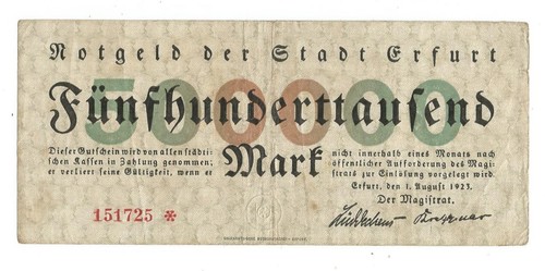 Notgeld thüringen erfurt - notgeld,,