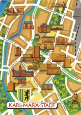 Karl-Marx-Stadt Stadtplan-AK