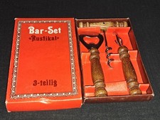 Vintage Bar-Set Rustikal 3-teilig – Holzgriff Korkenzieher & Flaschenöffner