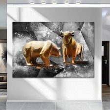 Leinwand Bild Bulle und Bär