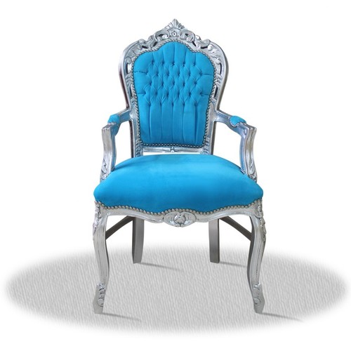Barock stuhl blau silber