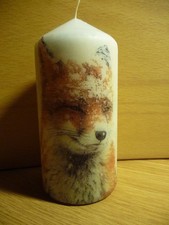 Deko Kerze - Tiere Fuchs Winter Wald Bäume