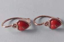 zarte Koralle Herz Ohrringe 50iger Jahre neu 835 Silber a. Geschäftsauflösung