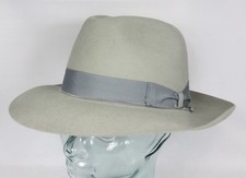 Origi. BORSALINO HUT Qualita Superiore Haarfilz hellgrau Fedora Bogart Hat Neu