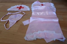 Krankenschwester Outfit Rosa XS incl. Haube + String Slip