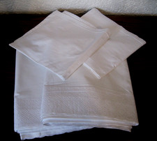 Edle alte Bettwäsche 2 Überschlag-Laken 150x250 + 2 Kissenbezüge m. Steg Vintage