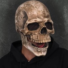 Halloween Maske Totenkopf Maske mit Beweglichem Kiefer,Vollkopf Skelett Maske
