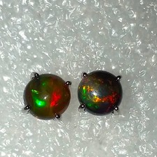 NATUR Welo Opal schwarzer Kristallopal 925 Sterling Silber Ohrringe Ohrstecker