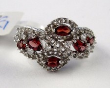 N29 Granat Ring div. Schliffe 1,14 ct 925 Silber  geschwungenes Design