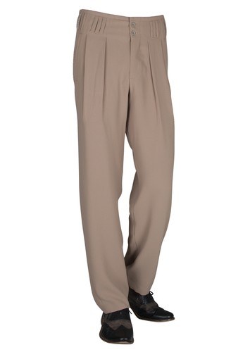 Beige retro bundfaltenhose - beige,