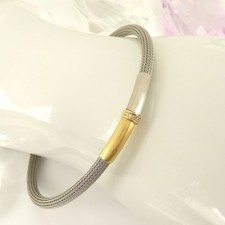 Tolles Armband 950 Platin/750 Gelbgold 5 Diamanten 0,06 ct Wesselton vsi 17,5 cm