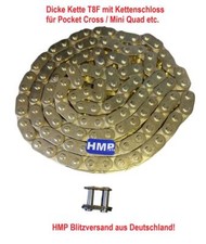 Kette mit Kettenschloss T8F 58 Glieder gold Pocket Cross Quad Dirtbike 49 ccm