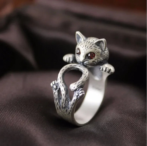 Katzen ring damen offen - ring,
