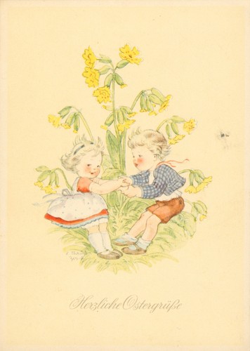 Frohe ostern kinder tanzen im - frohe,