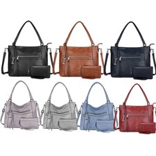 2 in 1 Damen Handtasche Weiches Leder Groß Shopper Tote Bag Tasche Umhängetasche