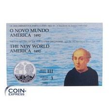 PORTUGAL 200 Escudos 1992 Neue Welt Amerika im Folder Silber New World America