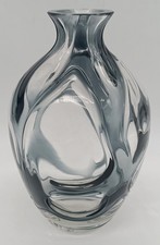 Glas-Vase in Luftblasen-Optik, grau/transparent, ca. 24 cm hoch