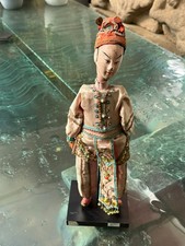 ANTIKE CHINA PUPPE MARIONETTE UM 1900 HANDGEFERTIGT SEIDE KLEIDUNG