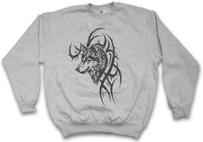 WOLF & TRIBAL SWEATSHIRT PULLOVER Skull Dragon Vikings Norse Norsemen Odin Thor