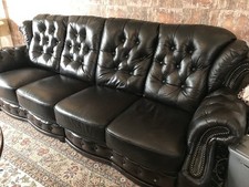 Chesterfield Couchgarnitur gebraucht Leder, Sofa, Hocker und 1 Sessel
