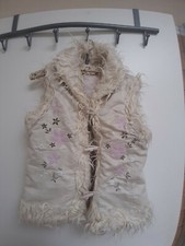 Gr. 116: süße Fellweste beige für Mädchen, Boho-Style