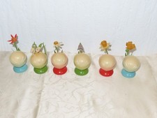 Vintage Erzgebirge Eierbecher "bunt" mit Blumen 6 Stück
